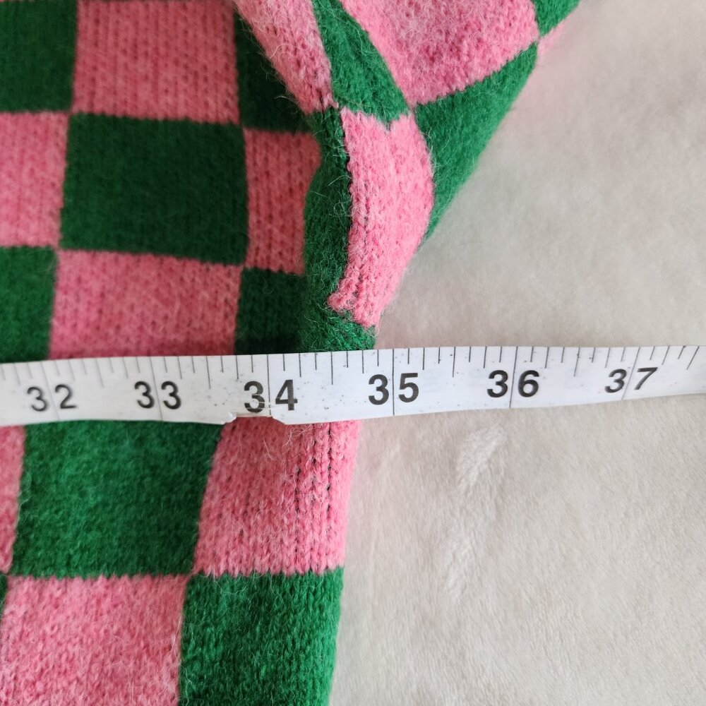 🫧🧹 WICKED Theme Pink & Green Checkered Cardigan 1X/2X - Picture 10 of 13